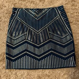 Express Teal Sequin Skirt, Size S